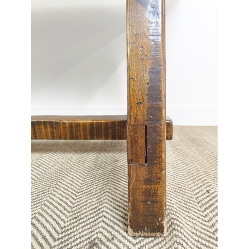 171 - REFECTORY TABLE, oak with rough hewn rectangular plank top, 77cm H x 212cm W x 93cm D.