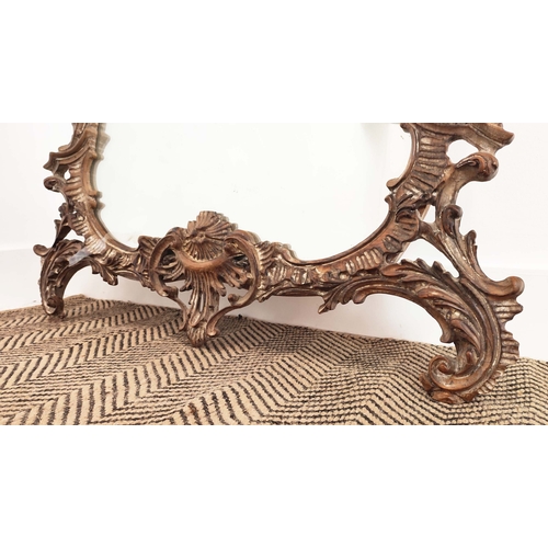 174 - WALL MIRROR, Chippendale style carved frame with  Ho Ho bird cresting, 156cm H x 81cm W.