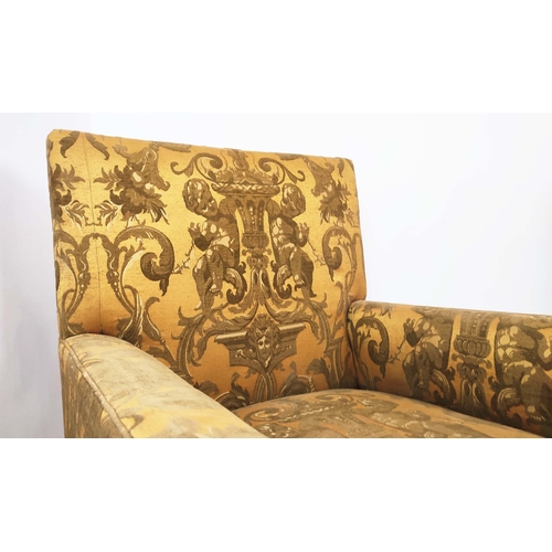 175 - SALON CHAIRS, a pair, Régence style gilt framed with gold classical design upholstery, 104cm H x 85c... 