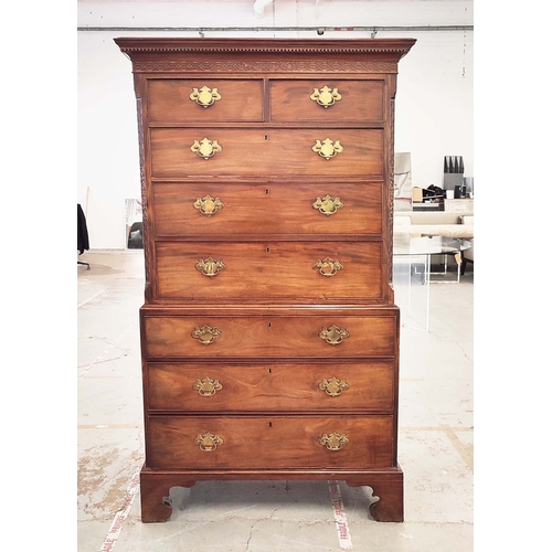 177 - CHEST ON CHEST, mid 18th century George II mahogany in two parts, with eight drawers, 186cm H x 107c... 