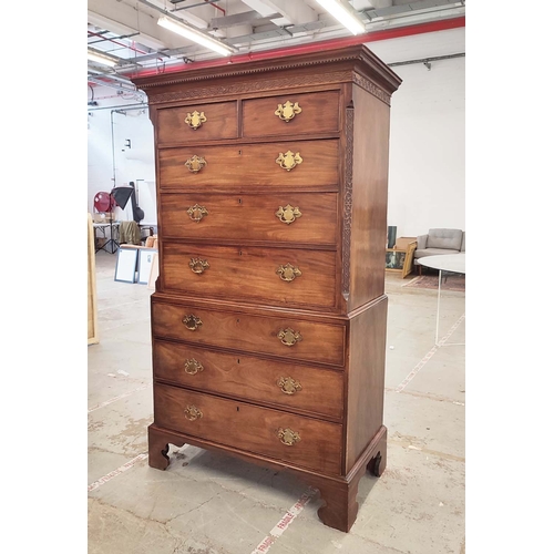 177 - CHEST ON CHEST, mid 18th century George II mahogany in two parts, with eight drawers, 186cm H x 107c... 