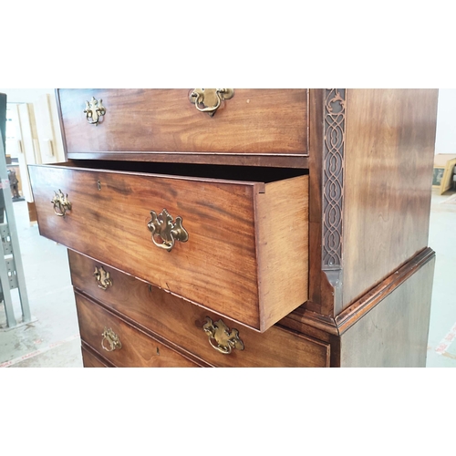 177 - CHEST ON CHEST, mid 18th century George II mahogany in two parts, with eight drawers, 186cm H x 107c... 