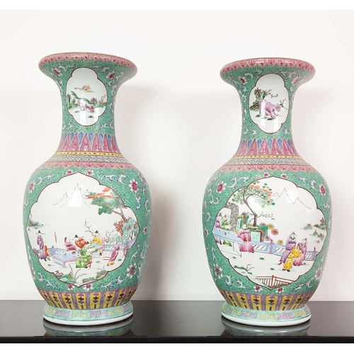 3 - A PAIR OF CHINESE FAMILLE ROSE PORCELAIN VASES, 70cm H.