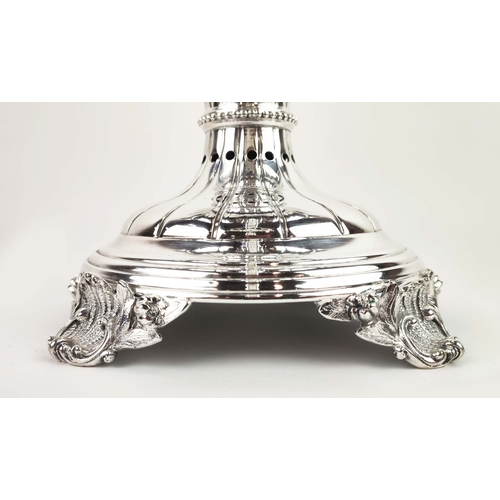 39 - A MID 19th CENTURY SILVER PLATED SAMOVAR, makers mark for George Richmond Collis & Co, lobed body, a... 