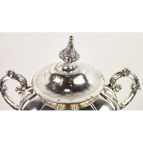 39 - A MID 19th CENTURY SILVER PLATED SAMOVAR, makers mark for George Richmond Collis & Co, lobed body, a... 