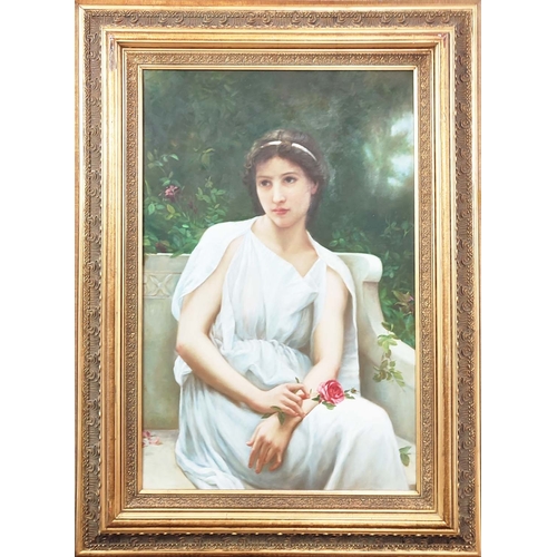 87 - THE RED ROSE (After Guillaume Seignac), oil on canvas, 59cm x 90cm, framed.