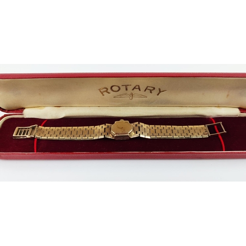 32 - A ROTARY 9CT GOLD LADIES COCKTAIL WRISTWATCH, circa 1970, with a 21 jewelled Swiss movement, rustica... 