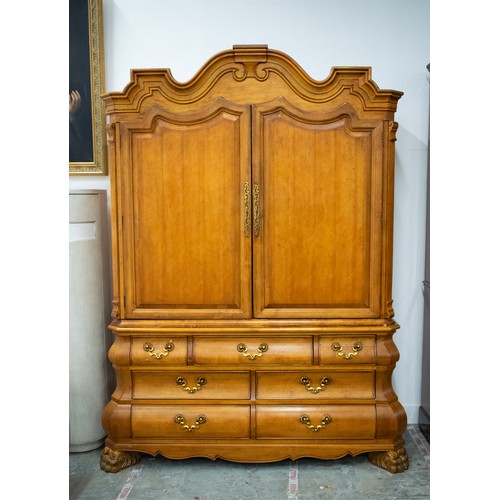 170 - ARMOIRE, Dutch style fruitwood by Century of two doors with hanging rail above seven drawers, 223cm ... 