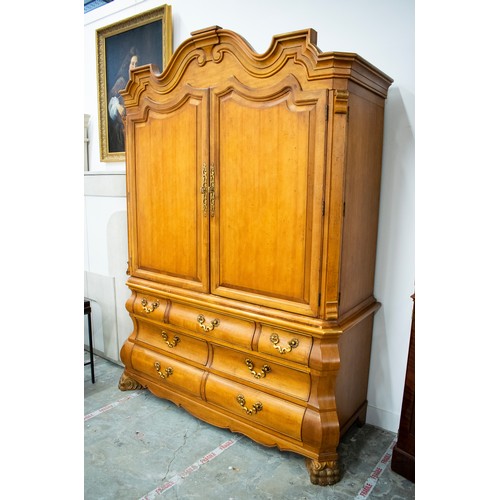 170 - ARMOIRE, Dutch style fruitwood by Century of two doors with hanging rail above seven drawers, 223cm ... 