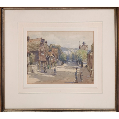 73 - 19TH CENTURY BRITISH SCHOOL, 'Southover High Street, Lewes', watercolour, 21cm x 27cm, framed.