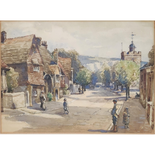 73 - 19TH CENTURY BRITISH SCHOOL, 'Southover High Street, Lewes', watercolour, 21cm x 27cm, framed.