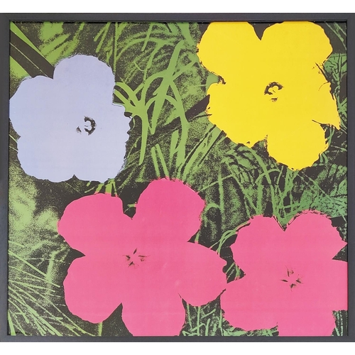 89 - AFTER ANDY WARHOL, 'Flowers', off set lithograph, 94cm x 94cm, framed.