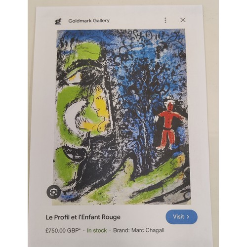 94 - MARC CHAGALL, 'Le Profil et l'Enfant Rouge', lithograph, 32cm x 24cm, framed.