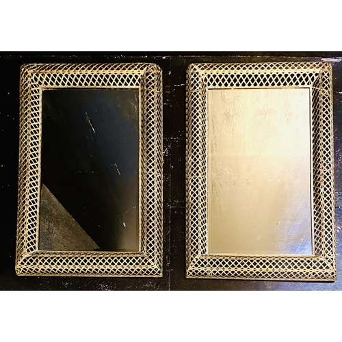 328 - WALL MIRRORS, a pair, with pierced gilt metal frames, 100cm H x 70cm W. (2)