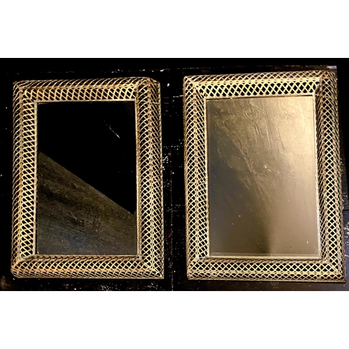 328 - WALL MIRRORS, a pair, with pierced gilt metal frames, 100cm H x 70cm W. (2)