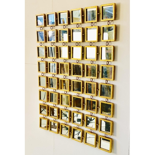 339 - WALL MIRROR, gilt metal multi sectional frames, 101cm H x 75cm W.