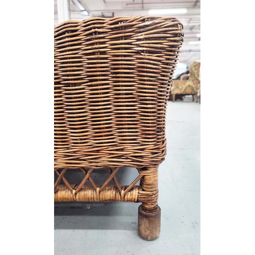 353 - DOG BED, in wicker, 42cm H x 105cm W x 75cm D.