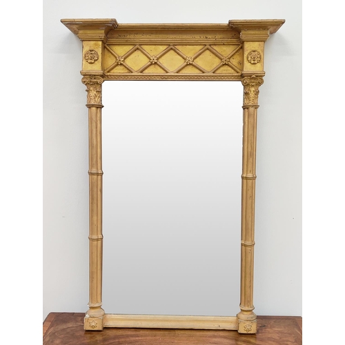 137 - AN EARLY 19TH CENTURY GILTWOOD PIER MIRROR, neo-classical style, bearing original makers label, to b... 