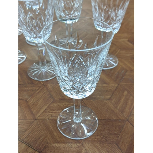 14 - WATERFORD 'LISMORE', set of ten port glasses, and a matching set of ten sherry glasses, faceted stem... 