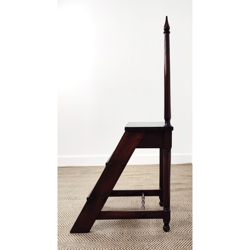 379 - LIBRARY STEPS, 19th century style mahogany, 119cm H x 40cm W x 55cm D.