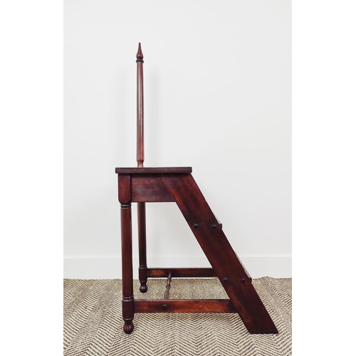 379 - LIBRARY STEPS, 19th century style mahogany, 119cm H x 40cm W x 55cm D.