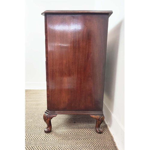 342 - CHEST, Georgian design walnut with serpentine front of four drawers on cariole supports, 87cm H x 74... 