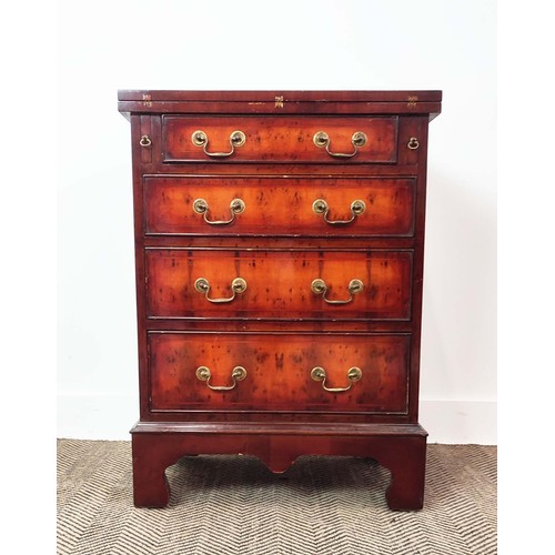 343 - BACHELOR'S CHEST, Georgian design yew wood, the flip over top over four drawers on bracket supports,... 