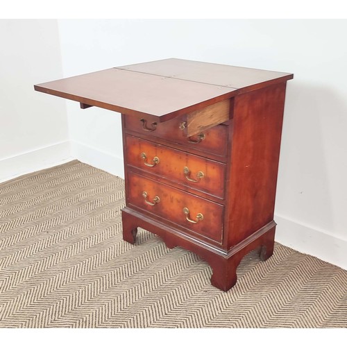 343 - BACHELOR'S CHEST, Georgian design yew wood, the flip over top over four drawers on bracket supports,... 