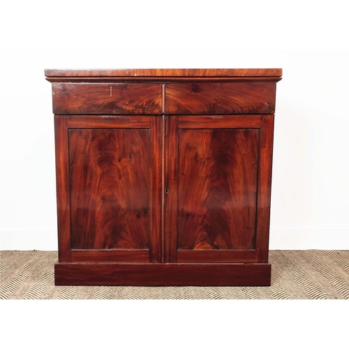 344 - SIDE CABINET, Victorian mahogany with two frieze drawers over cupboard doors, 93cm H x 97cm W x 40cm... 