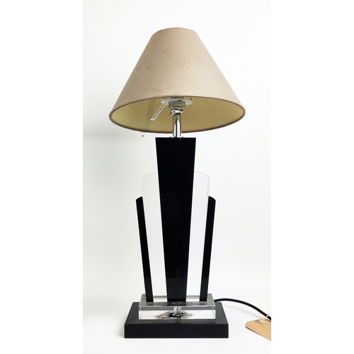 346 - TABLE LAMPS, a pair, Art Deco design, black and clear, glass, 55cm H. (2)