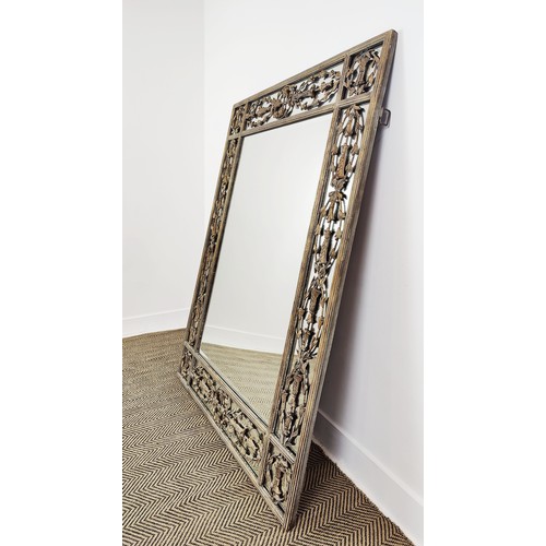 347 - WALL MIRROR, Continental design gilt frame with stylised border, 152cm H x 117cm W.