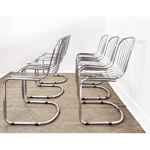 348 - DINING CHAIRS, a set of six, 1970s tubular chrome framed. (6)