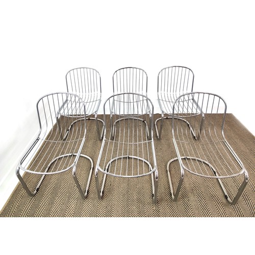 348 - DINING CHAIRS, a set of six, 1970s tubular chrome framed. (6)