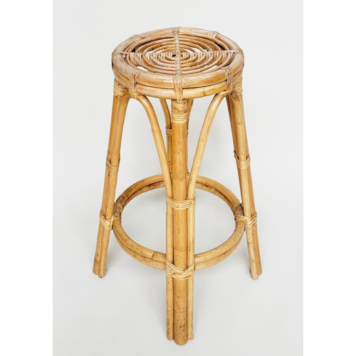 293 - BAR STOOLS, a pair, 1960s Italian rattan and cane bound, 73cm H. (2)