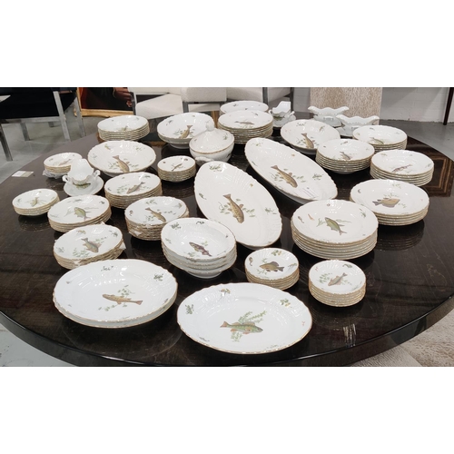 11 - A RICHARD GINORI ICHTHYOLOGICAL PORCELAIN DINNER SERVICE, comprising 24 dinner plates, 30 soup bowls... 