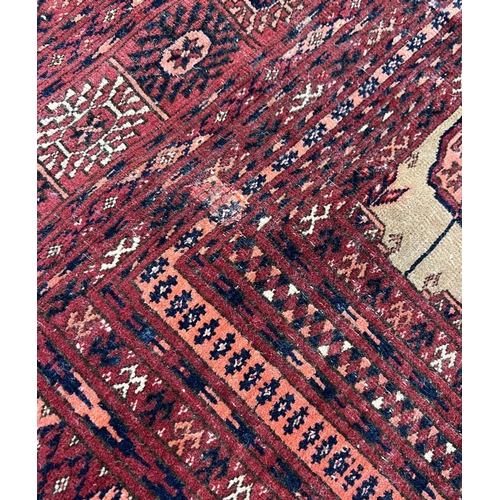 150 - FINE SIGNED TURKMAN CARPET, 331cm x 253cm, Islamic date 