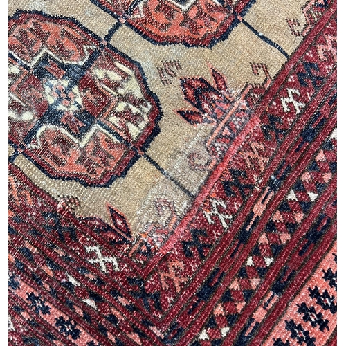 150 - FINE SIGNED TURKMAN CARPET, 331cm x 253cm, Islamic date 