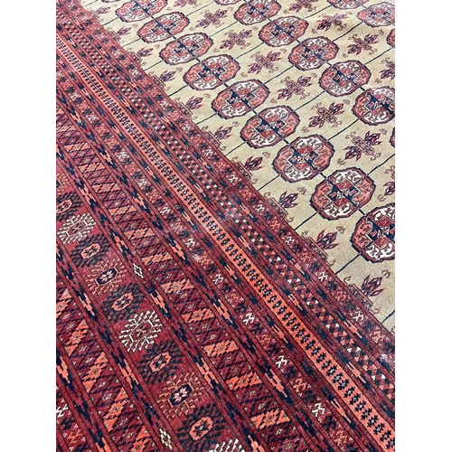 150 - FINE SIGNED TURKMAN CARPET, 331cm x 253cm, Islamic date 