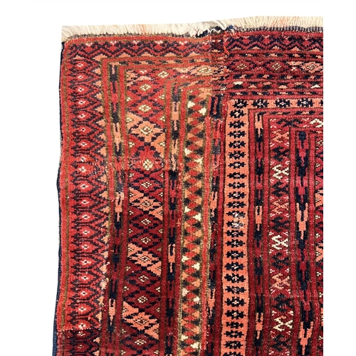 150 - FINE SIGNED TURKMAN CARPET, 331cm x 253cm, Islamic date 