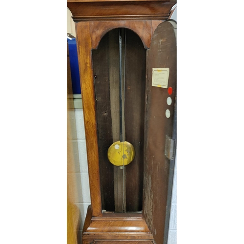 249 - LONGCASE CLOCK, Regency mahogany 'Thos Saunders, 258 Whitechapel Road, London, silvered dial, hours ... 