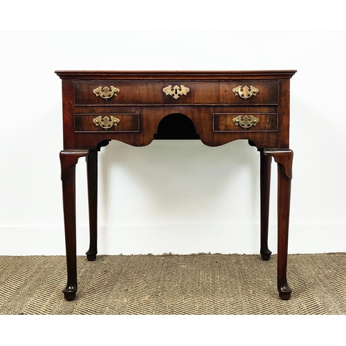 374 - LOWBOY, George II style mahogany with three drawers, 69cm W x 47cm D x 72cm H.