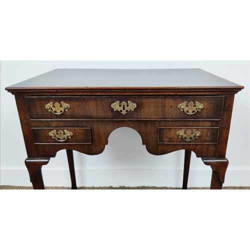 374 - LOWBOY, George II style mahogany with three drawers, 69cm W x 47cm D x 72cm H.