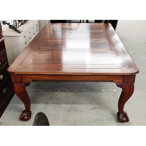 567 - SIR WILLIAM BENTLEY POOL-DINING TABLE, mahogany and blue baize, 76cm H x 148cm W x 253cm L, pool tab... 