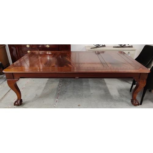 567 - SIR WILLIAM BENTLEY POOL-DINING TABLE, mahogany and blue baize, 76cm H x 148cm W x 253cm L, pool tab... 