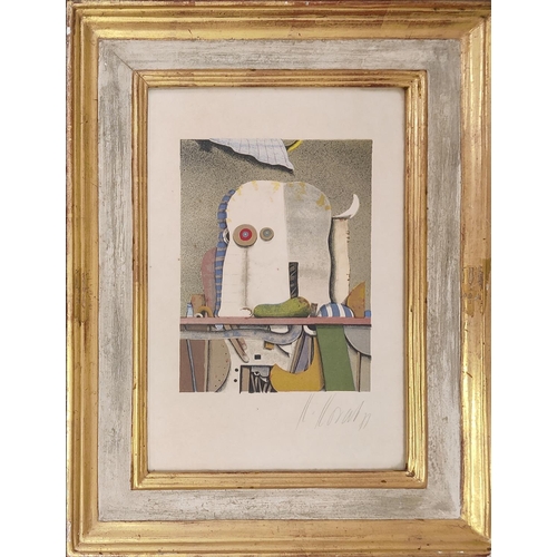 94 - KARL KORAB (Falkestein b. 1937) 'Portrait Composition', lithograph, signed, 32cm x 20cm, framed, tog... 