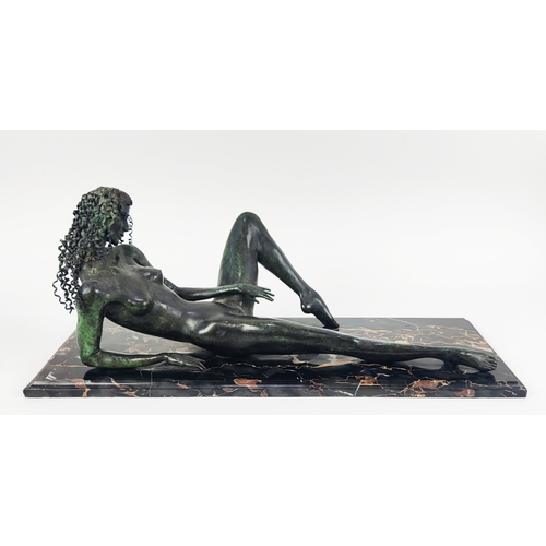 10 - TOM MERRIFIELD (British 1933-2021), ‘Reclining nude’, bronze, signed and numbered 1/9, mounted to a ... 