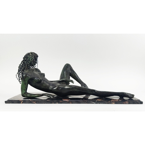 10 - TOM MERRIFIELD (British 1933-2021), ‘Reclining nude’, bronze, signed and numbered 1/9, mounted to a ... 