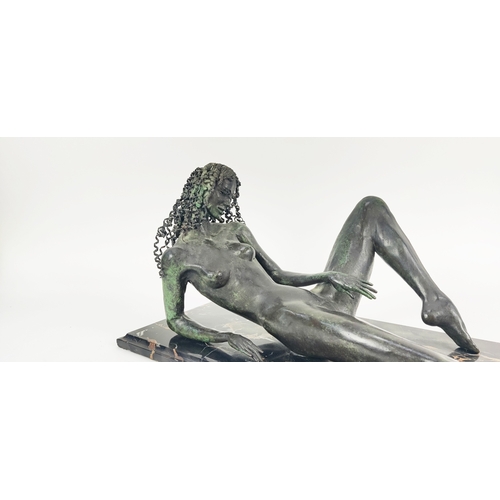 10 - TOM MERRIFIELD (British 1933-2021), ‘Reclining nude’, bronze, signed and numbered 1/9, mounted to a ... 