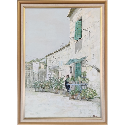 100 - RICHARD BEER, 'Italian Garden', oil on canvas, 72cm x 59cm, signed, framed.