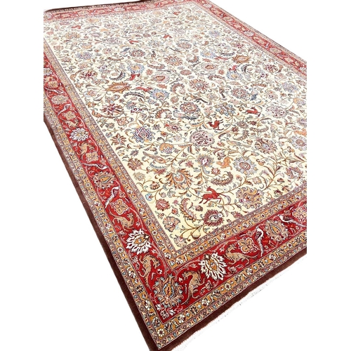 133 - FINE PERSIAN QUM CARPET, 340cm x 240cm.